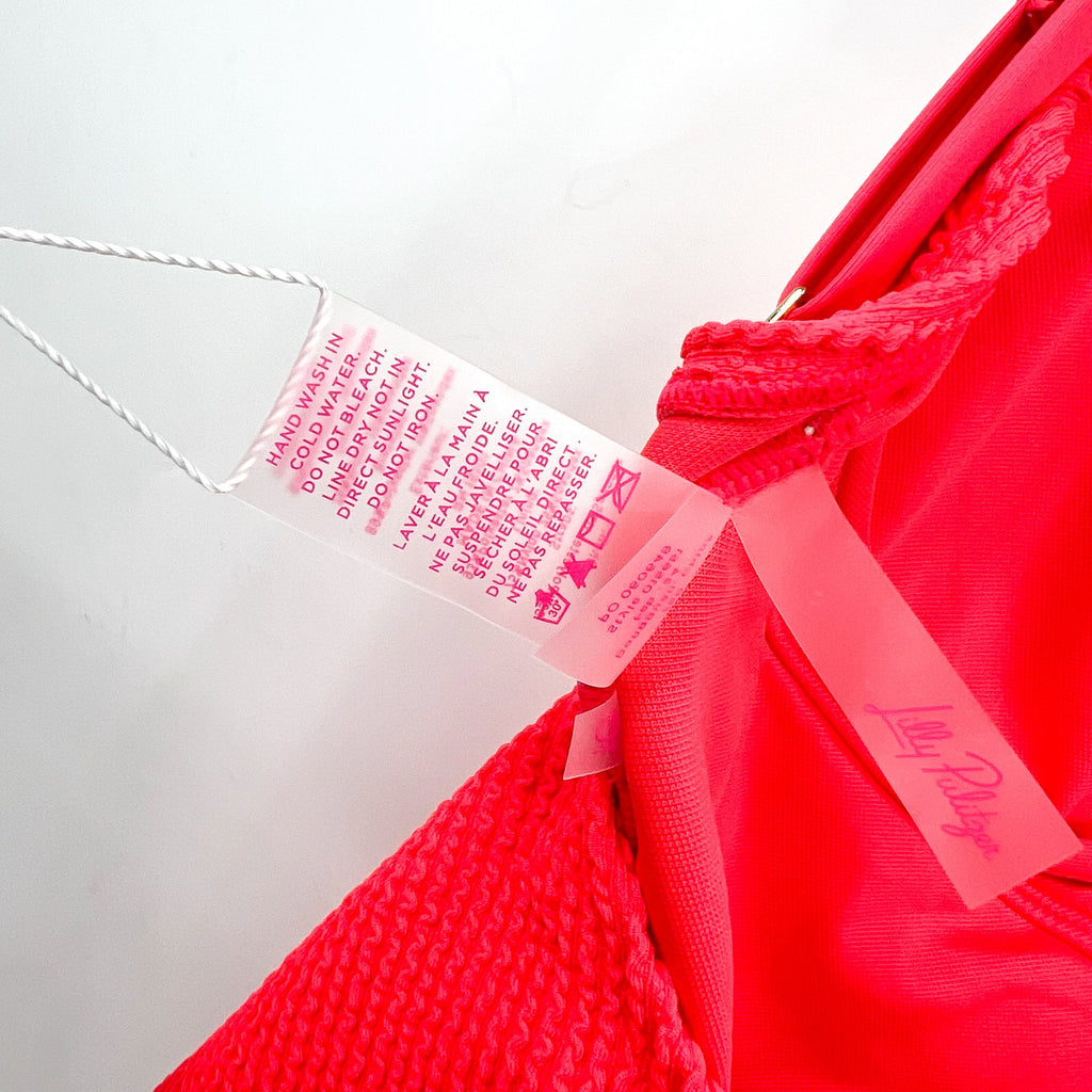 LILLY PULITZER Womens Alizee Crinkled One-Piece Swimsuit Size 10 Mizner Red NWT