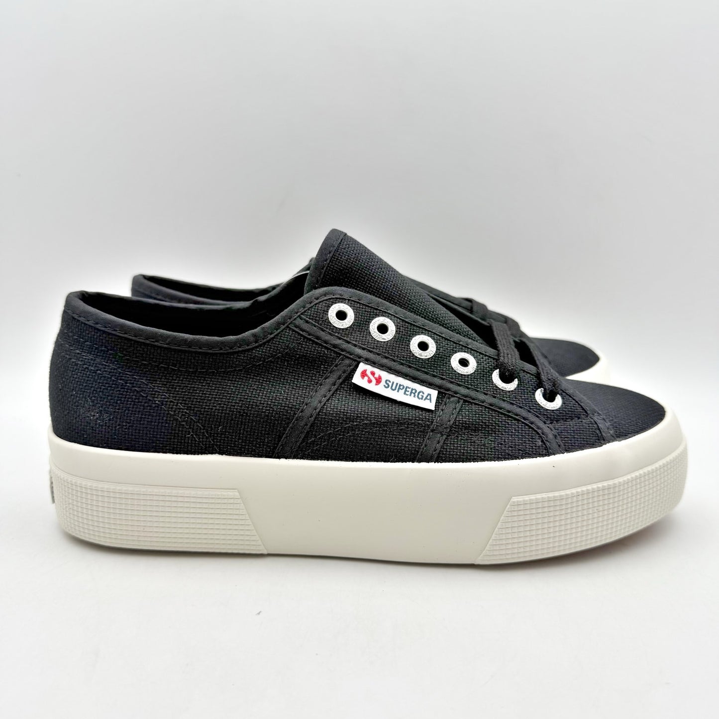 Superga Womens 2740 Platform Sneakers EU 38 US 7.5 Black Canvas NIB