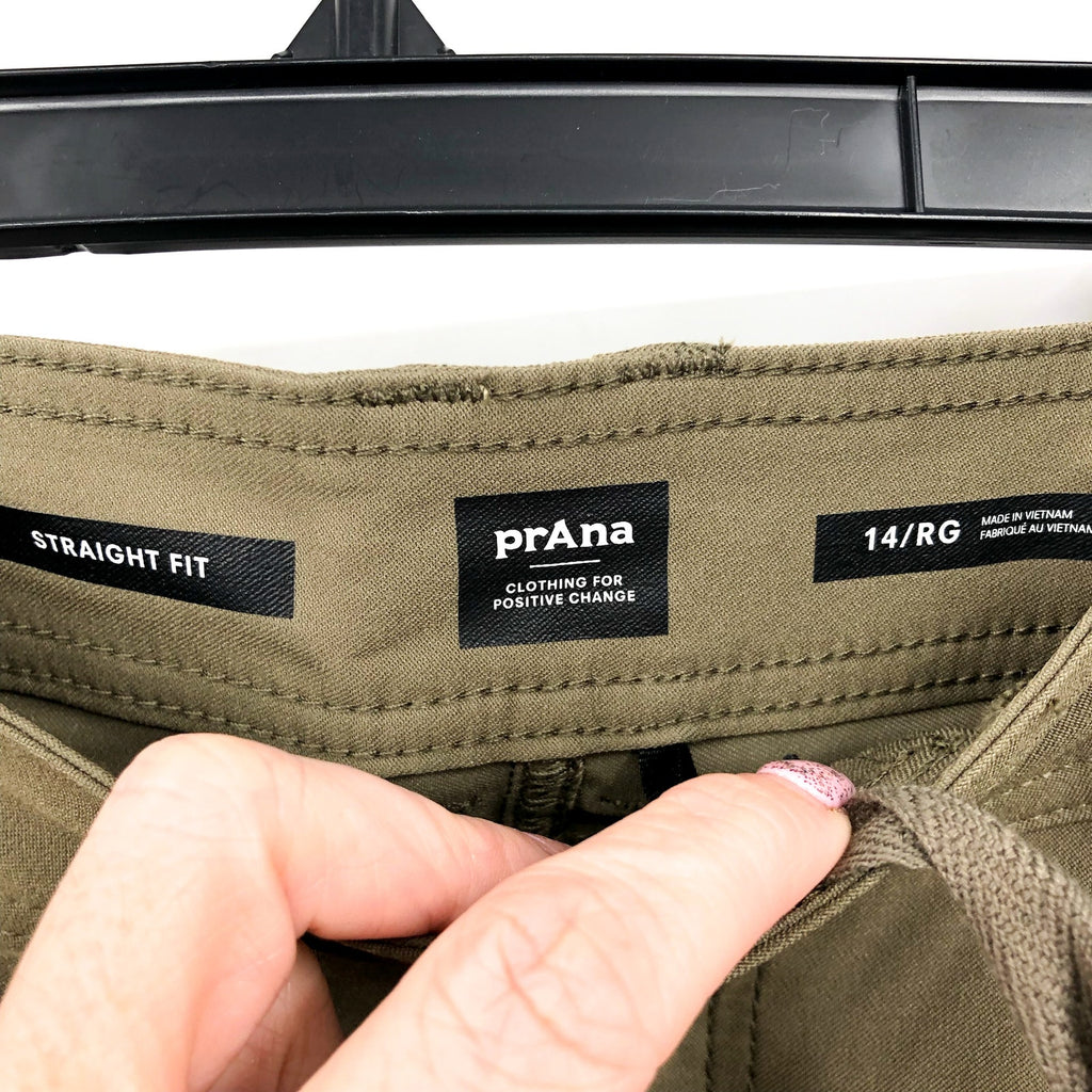 PRANA Women's Halle Straight Pants II Size 14 Reg Slate Green NWT