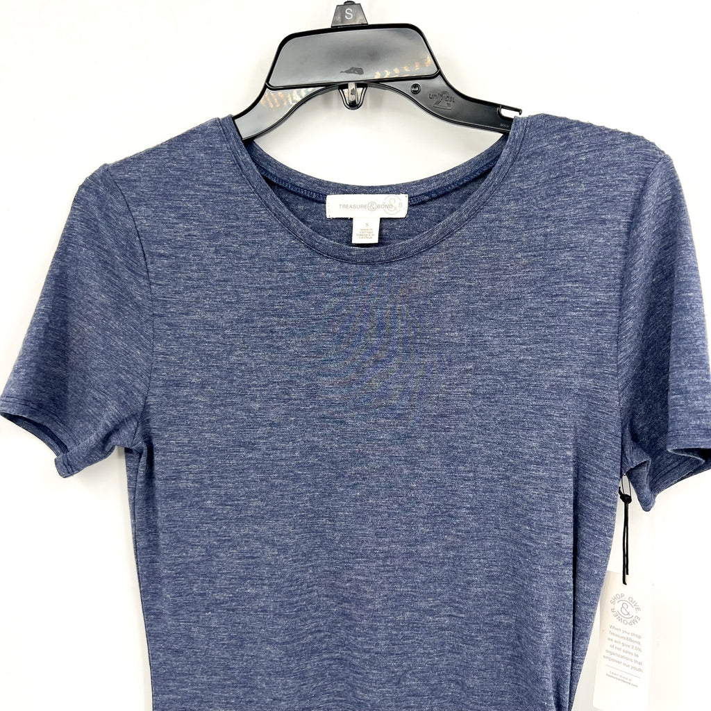 TREASURE & BOND Women's Ruched Jersey Dress Small Navy Blue NWT