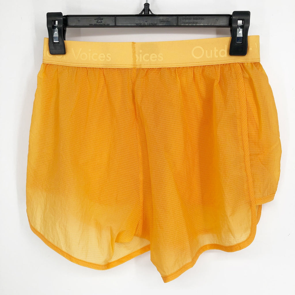 OUTDOOR VOICES Women's BreakLite 4" Shorts Medium Mango Yellow Lightweight NWT