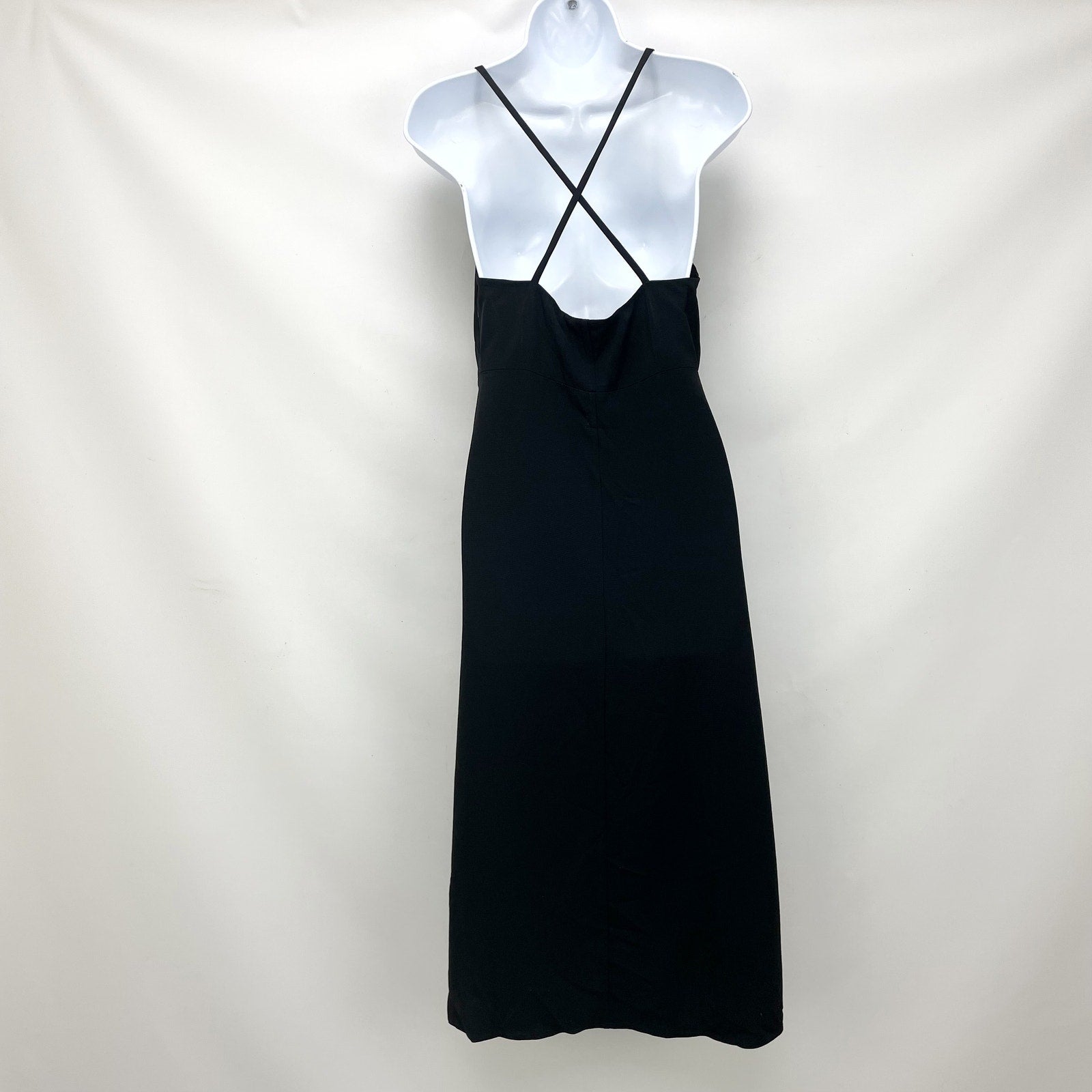 Everlane Womens Midi Slip Dress Size 2 Black Japanese GoWeave Cross-Back NWT