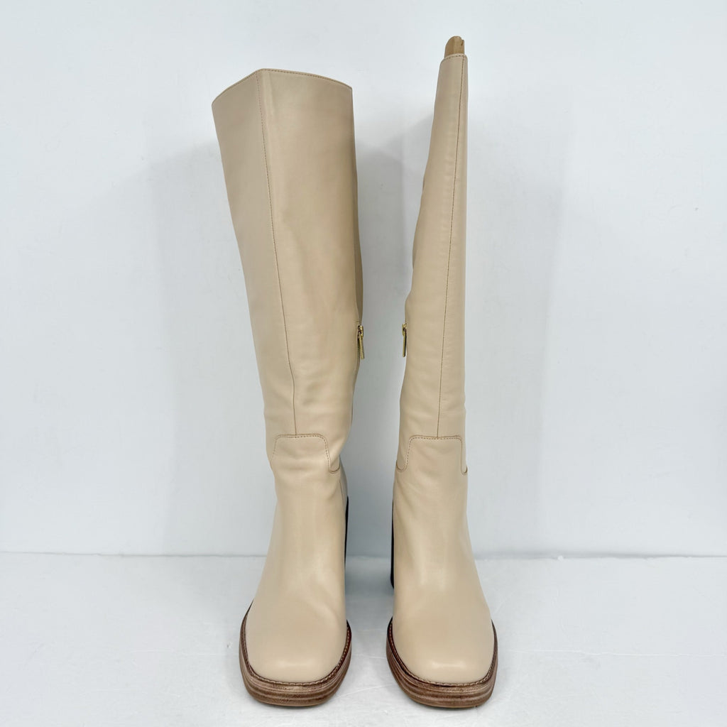 Vince Camuto Womens Gibi Knee High Boots Size 10 M WIDE CALF Beige Leather NIB