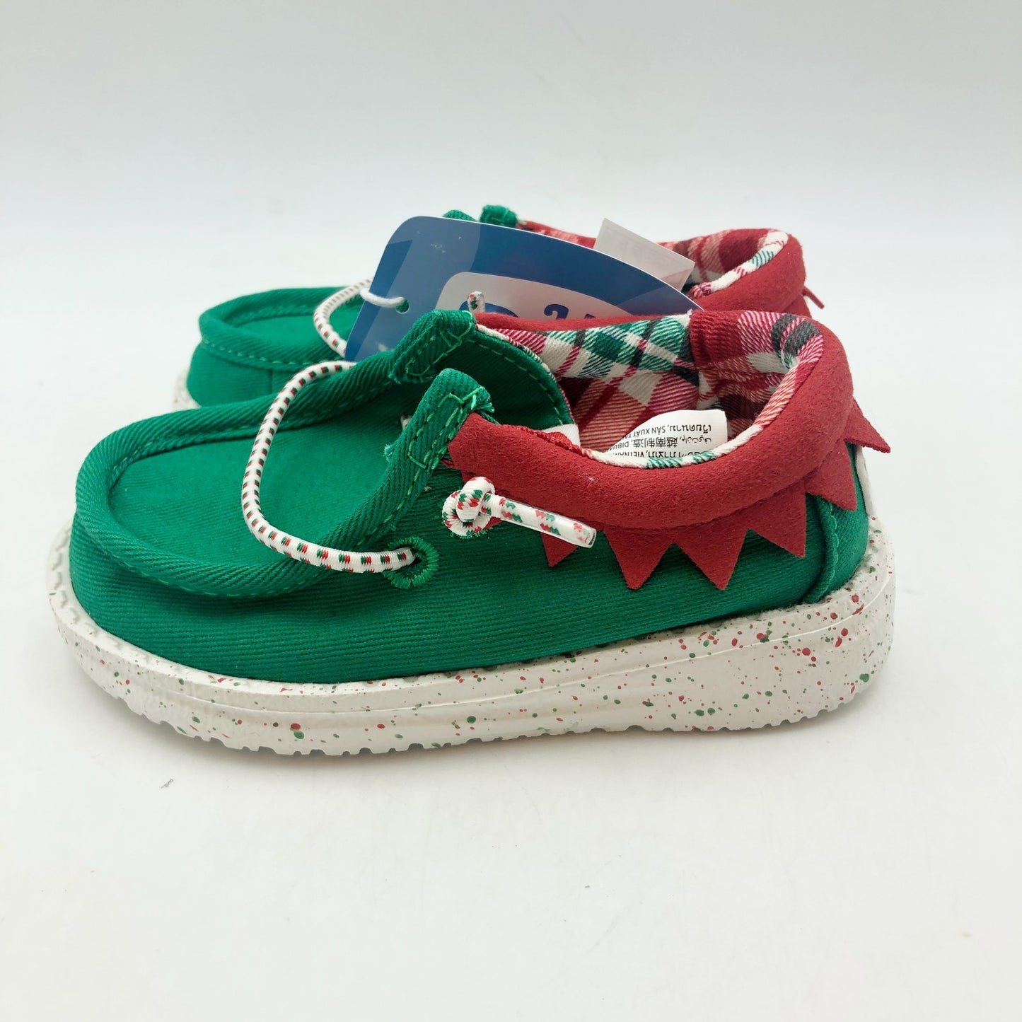 Hey Dude Boys Wally Holiday Elf Slip-On Casual Shoes Size 6 Green Red NWOB