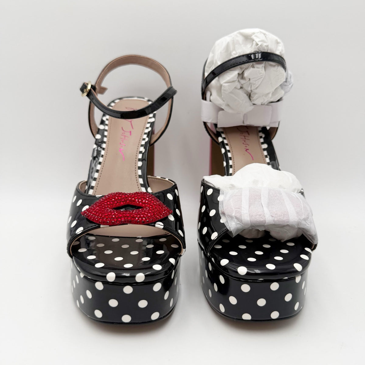 Betsey Johnson Womens Allyson Platform Heel US 6.5 Red Black White Polka Dot NIB