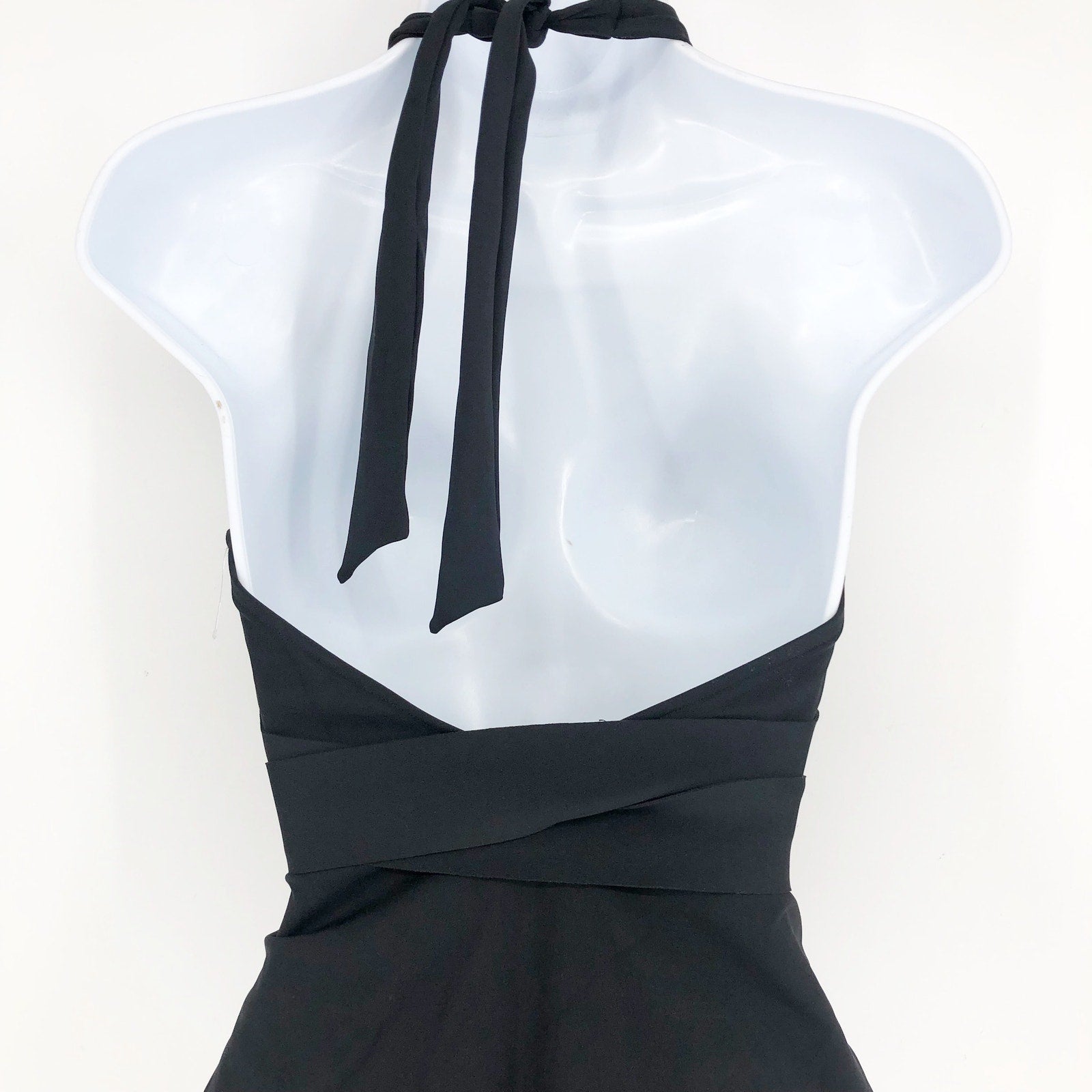 SEA LEVEL Dark Romance Bonded Belt Plunge One Piece Swimsuit Black 10 Halter Bow