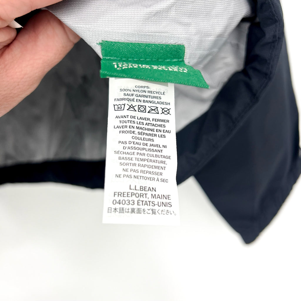 L.L. BEAN Women's Wharf Street Rain Jacket Large Reg Midnight Black Hooded NWT