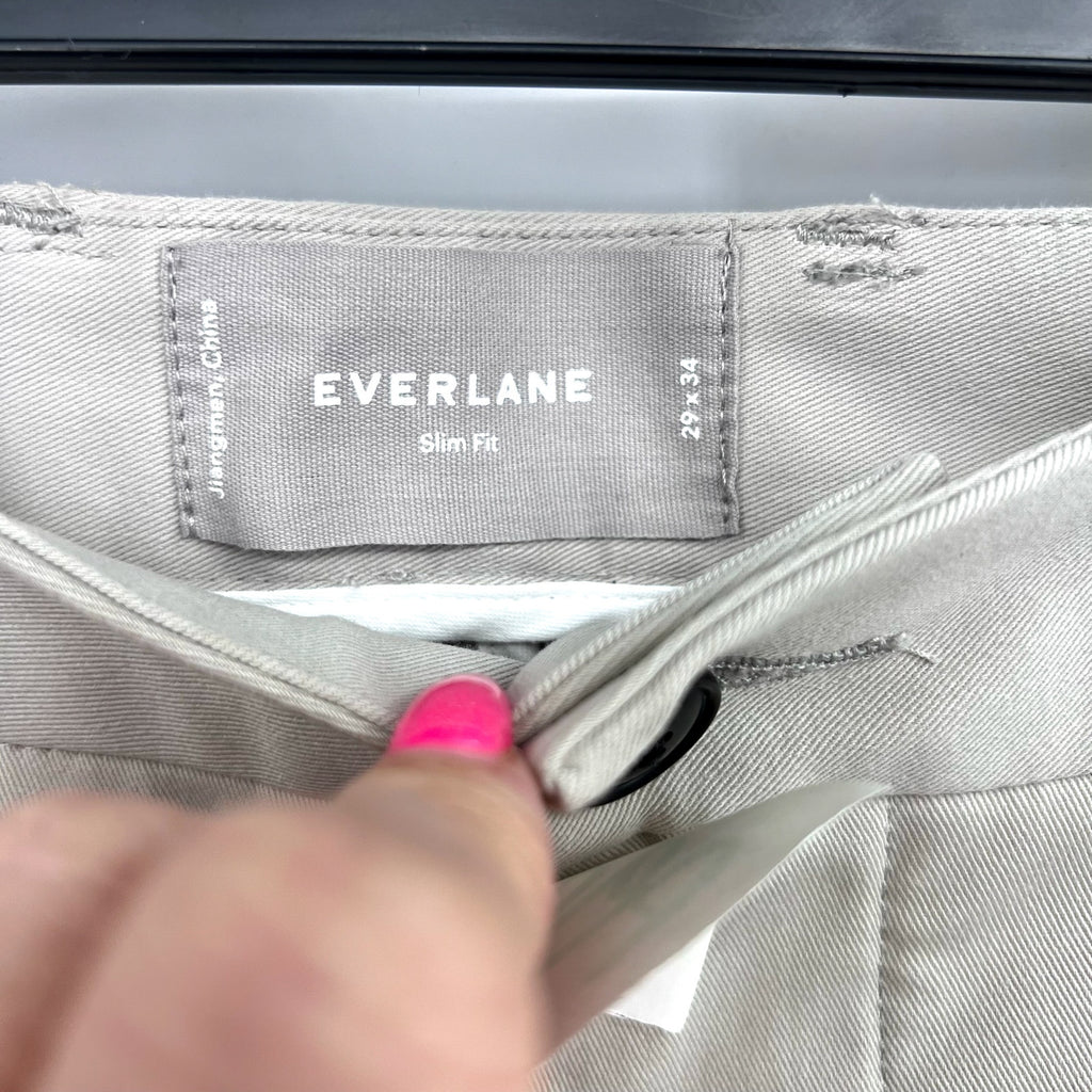 EVERLANE Men's The Performance Slim Chino Pants 29x34 Stone Light Gray NWT