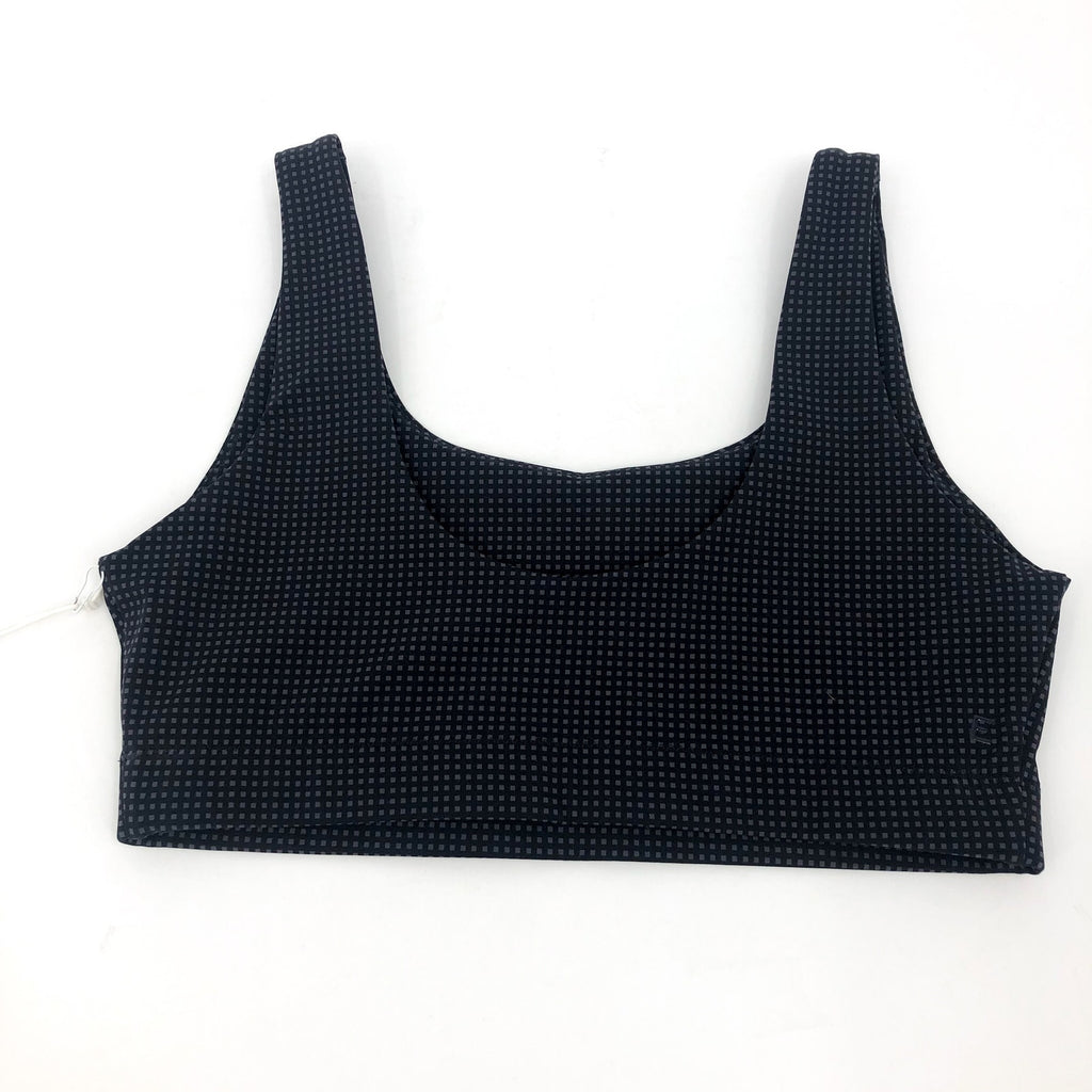 Everlane Womens The Perform Sports Bra XS Black Grey Micro Print Scoop Neck NWT