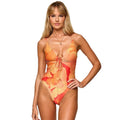 L*SPACE Piper One Piece Swimsuit Large Orange Native Poppies Floral Keyhole NWT