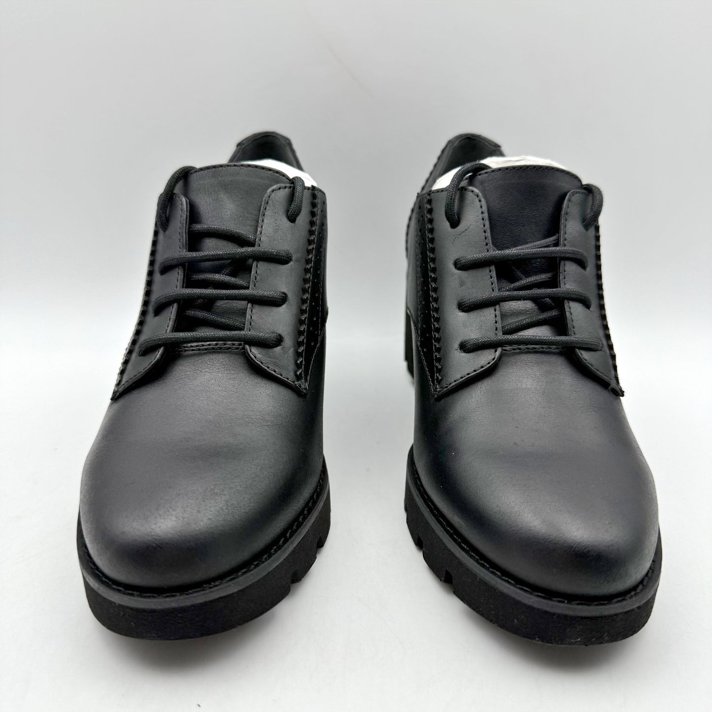 Vionic Womens Anaheim Wedge Oxford Derby Shoes US 6 M Black Leather NIB