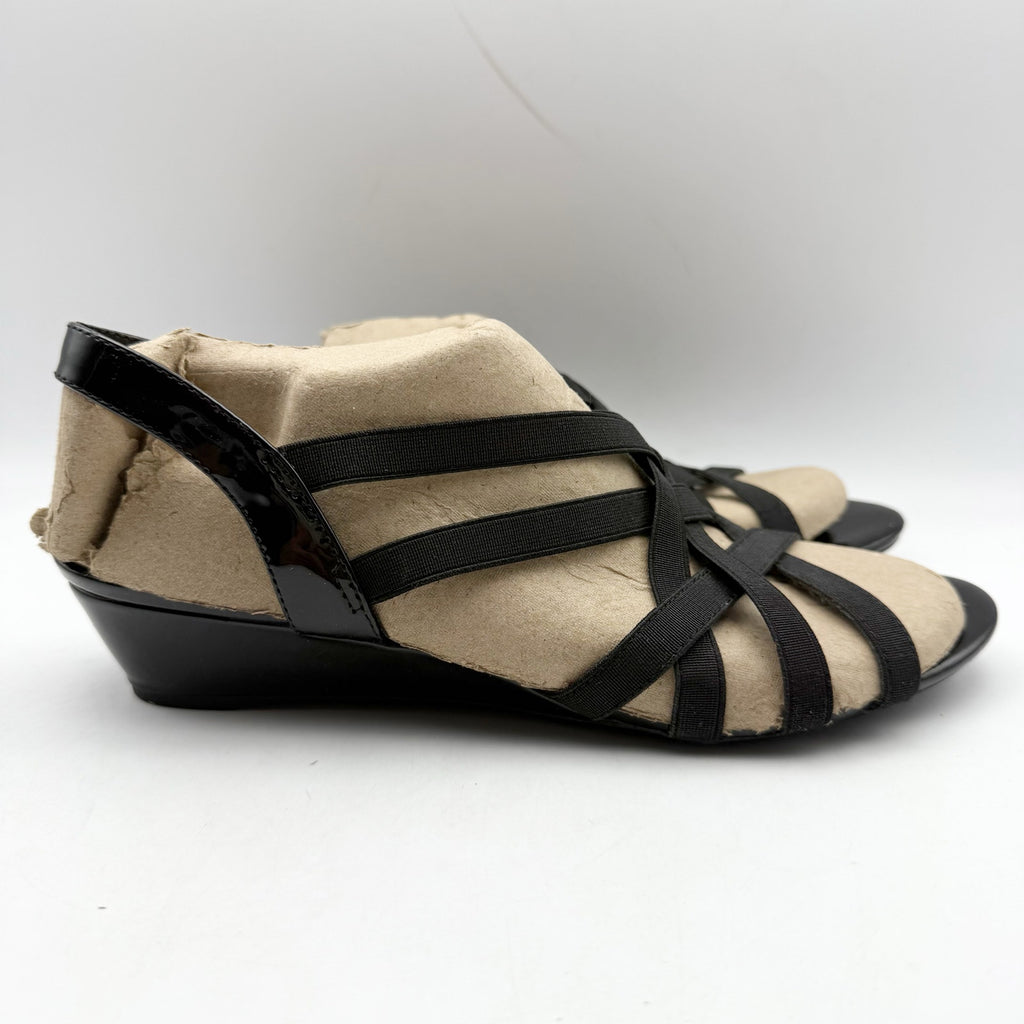 LifeStride Womens Yung Strappy Wedge Sandals US 9 Narrow EU 40 Black NWOB