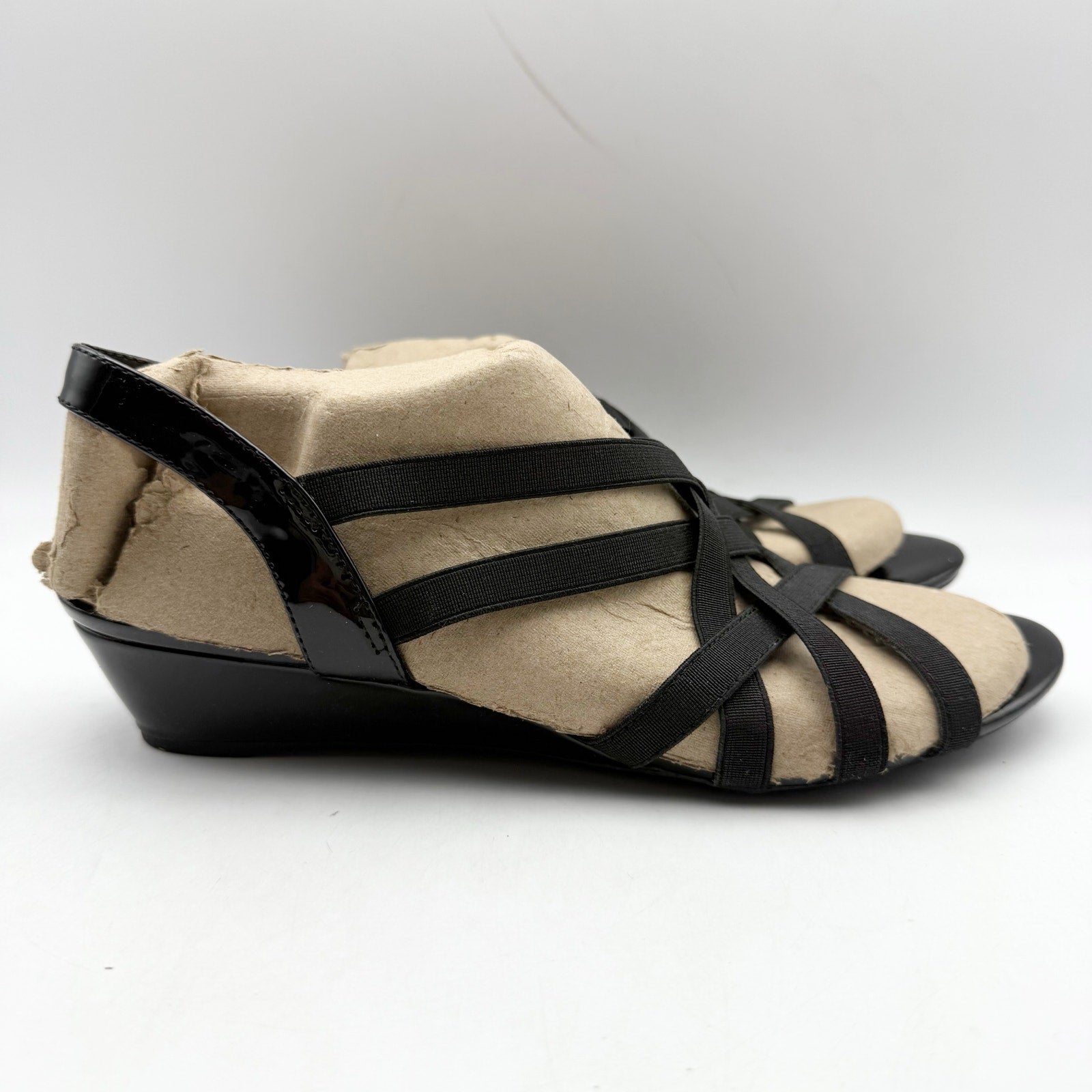 LifeStride Womens Yung Strappy Wedge Sandals US 9 Narrow EU 40 Black NWOB