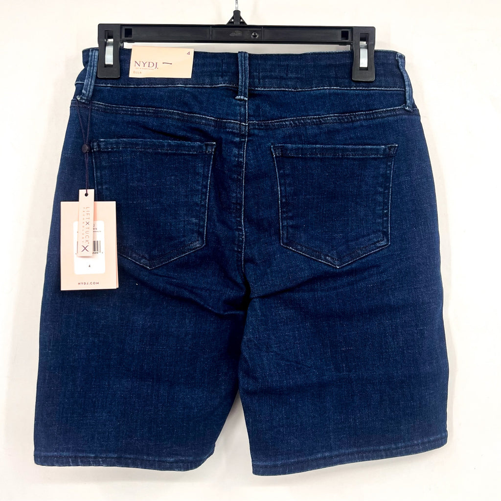 NYDJ Womens Ella Denim Shorts Size 4 Dark Blue Arise 8" Inseam NWT
