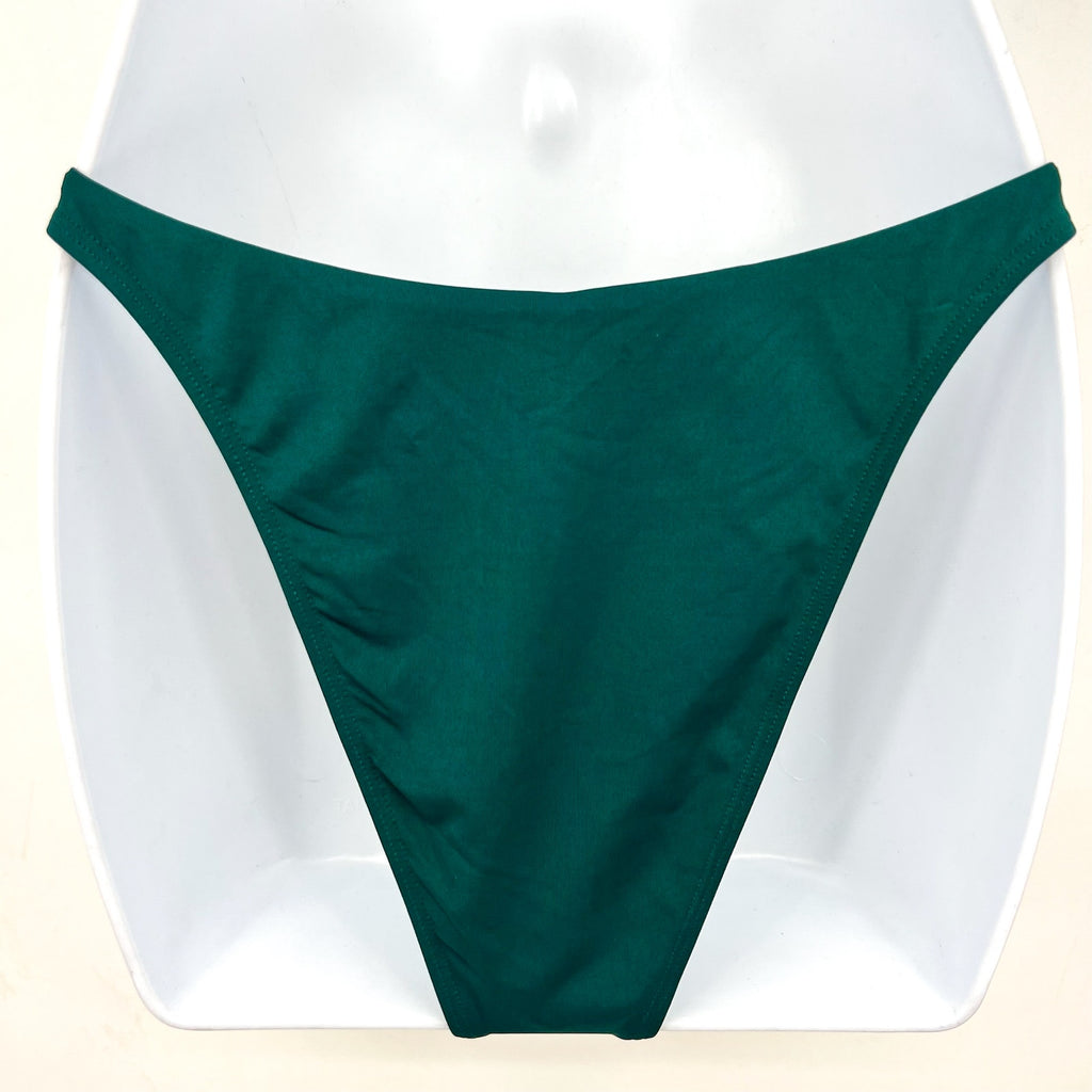 L*SPACE Women's Leilani Bitsy Bikini Bottom Medium Deep Teal Green High Leg NWT