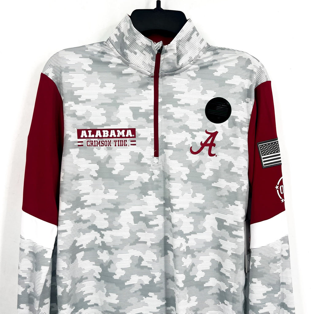 COLOSSEUM Camo Alabama Crimson Tide Quarter-Zip Windshirt Small Grey Red NWT