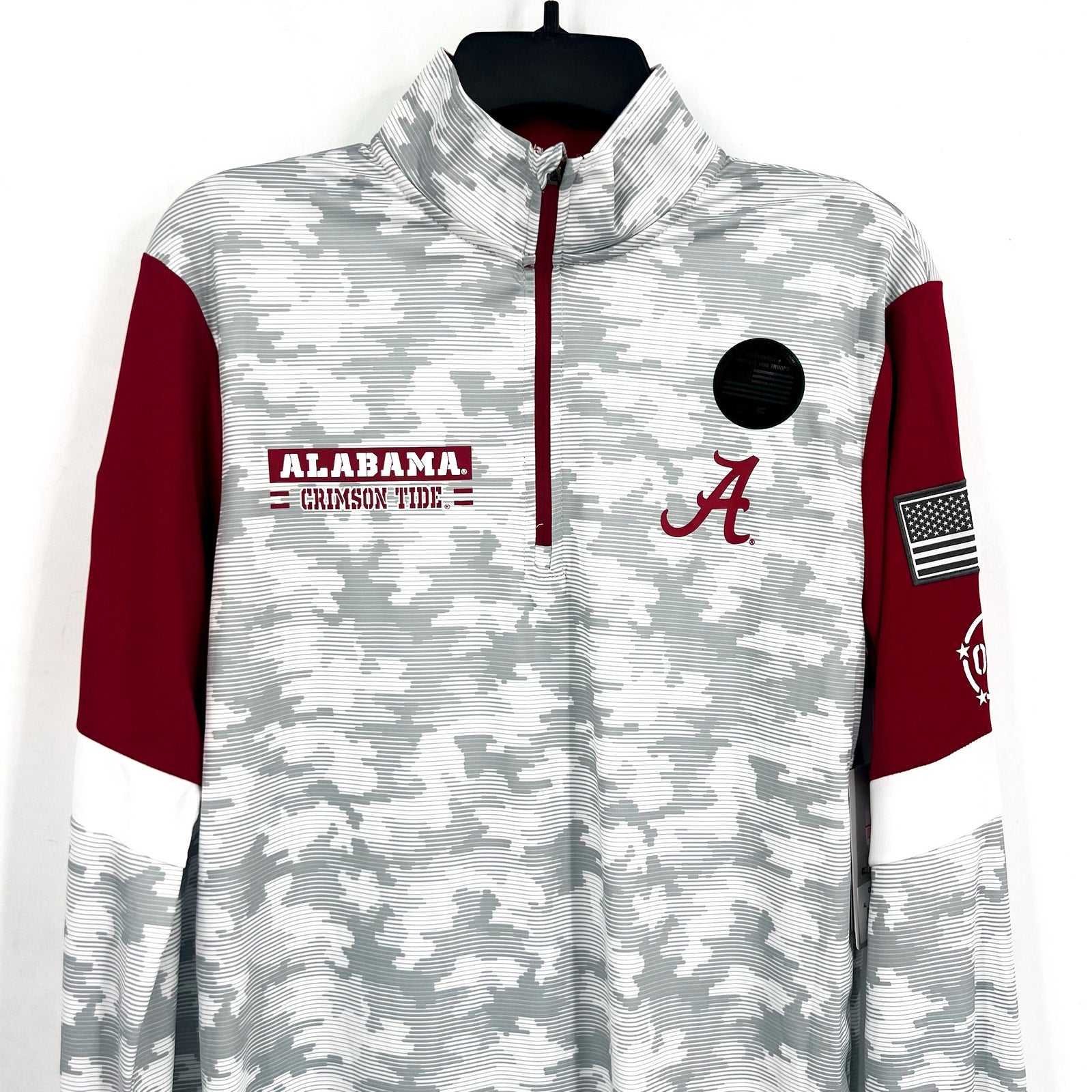 COLOSSEUM Camo Alabama Crimson Tide Quarter-Zip Windshirt Small Grey Red NWT