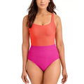 TOMMY BAHAMA Ocean Point One Piece Swimsuit Size 16 Pink Maui Colorblock NWT