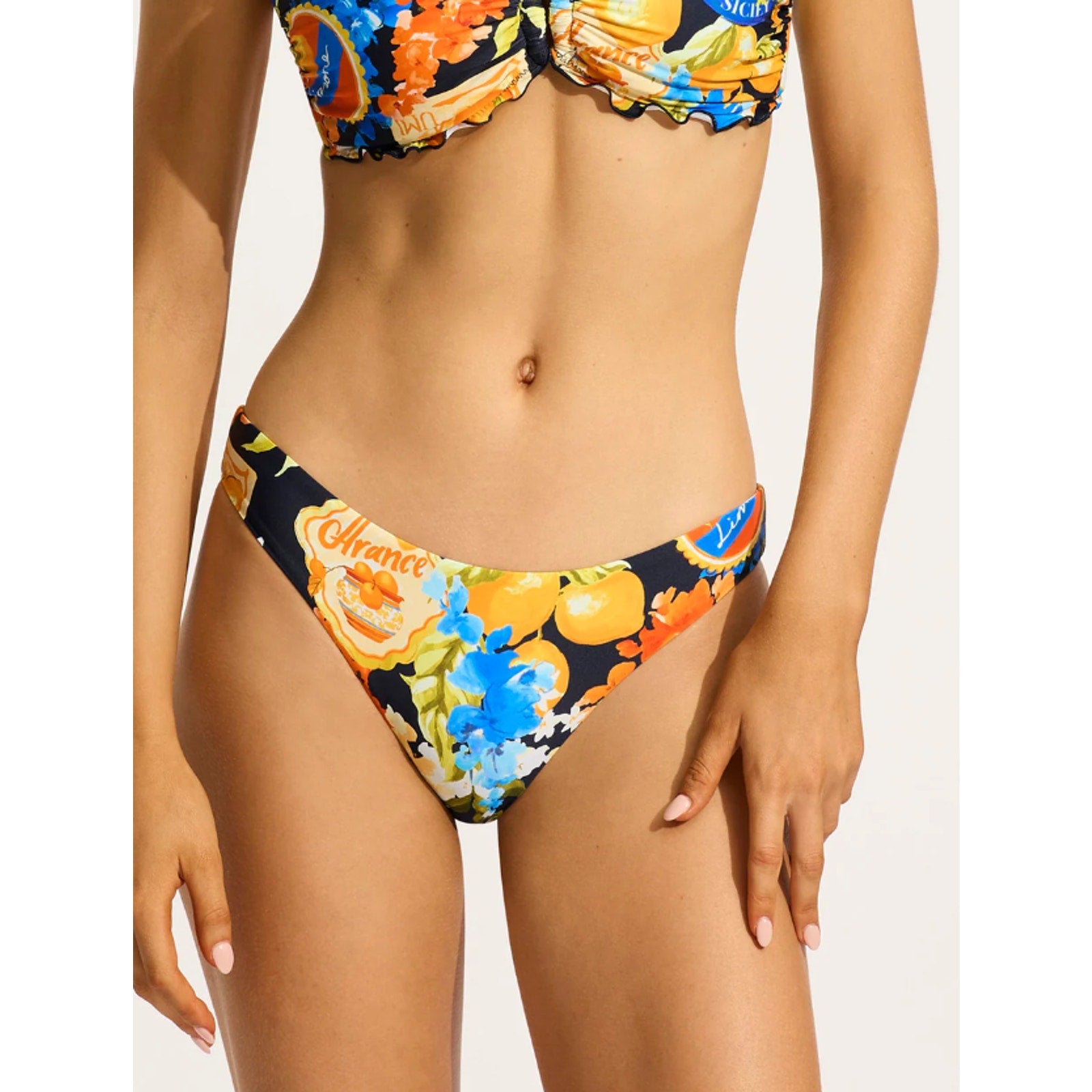 SEAFOLLY Women's Ciao Bella Hipster Swim Bottom Size 2 Blue Floral Printed NWT