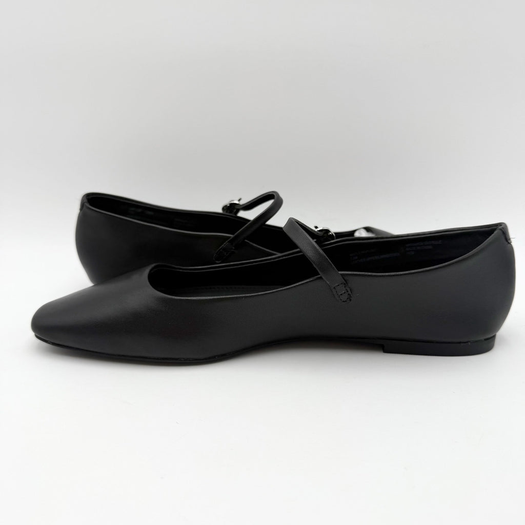 Steve Madden Womens Maple Flats Size 7.5 M Black Leather Mary Jane NWOB