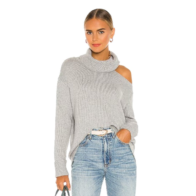 1. STATE Women Turtleneck Cold Shoulder Sweater 3X Light Heather Grey NWOT
