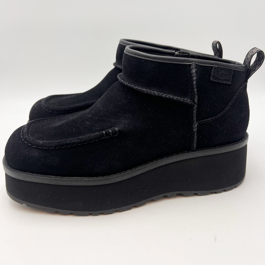 UGG Womens Cityfunc Ultra Mini Boots Size 8- 39 Black Suede Water Resistant NWOB