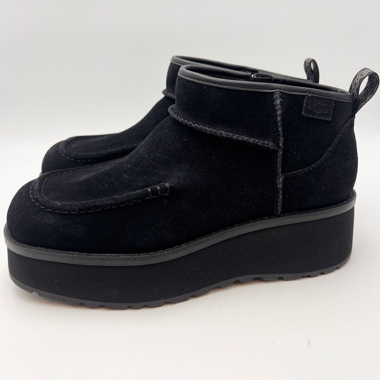 UGG Womens Cityfunc Ultra Mini Boots Size 8- 39 Black Suede Water Resistant NWOB