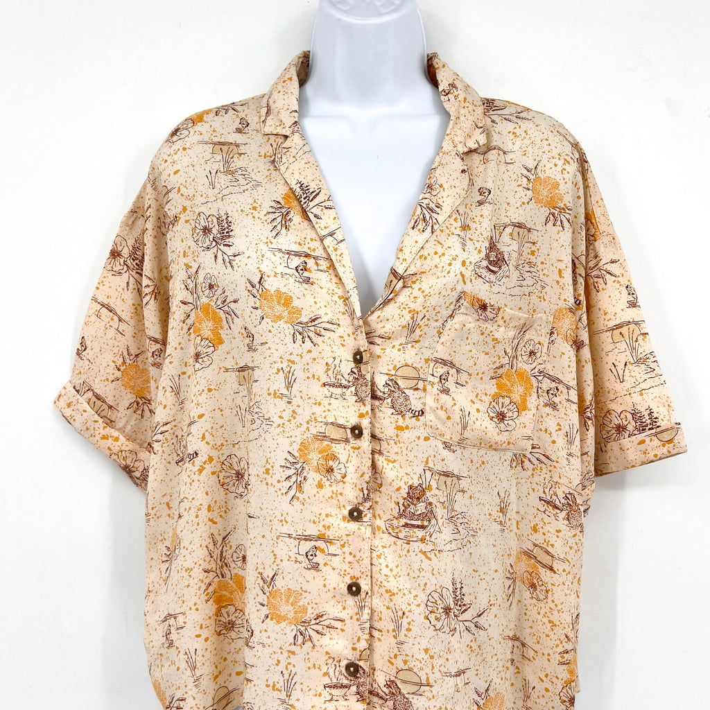 PRANA Women's Iguala Top Large Golden Hour Escape Cropped Vacation Shirt NWT
