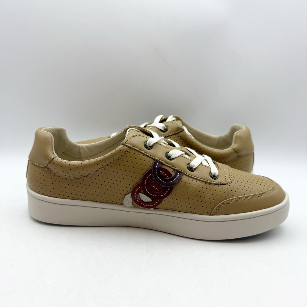 Spenco Womens Cambridge Low Sneakers US 7.5 Wide EU 38 Tan Leather NIB