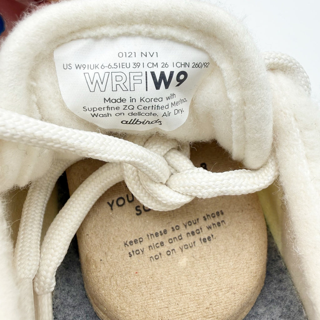 AllBirds Womens Runner Fluff Sneakers US 9 EU 39 White Merino Wool Comfort NIB
