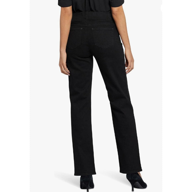 NYDJ Women's Bailey Relaxed Straight Jeans Size 8 Black Rinse Pull On NWT