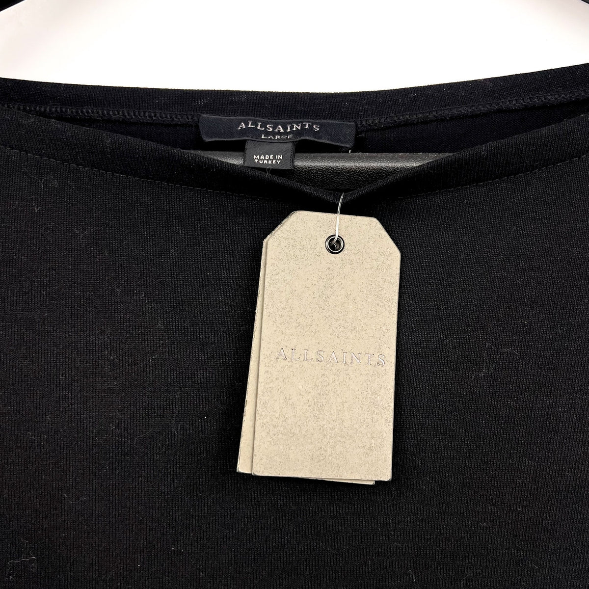ALLSAINTS Women's Rita Oversized T-Shirt Large Black Long Sleeve NWT