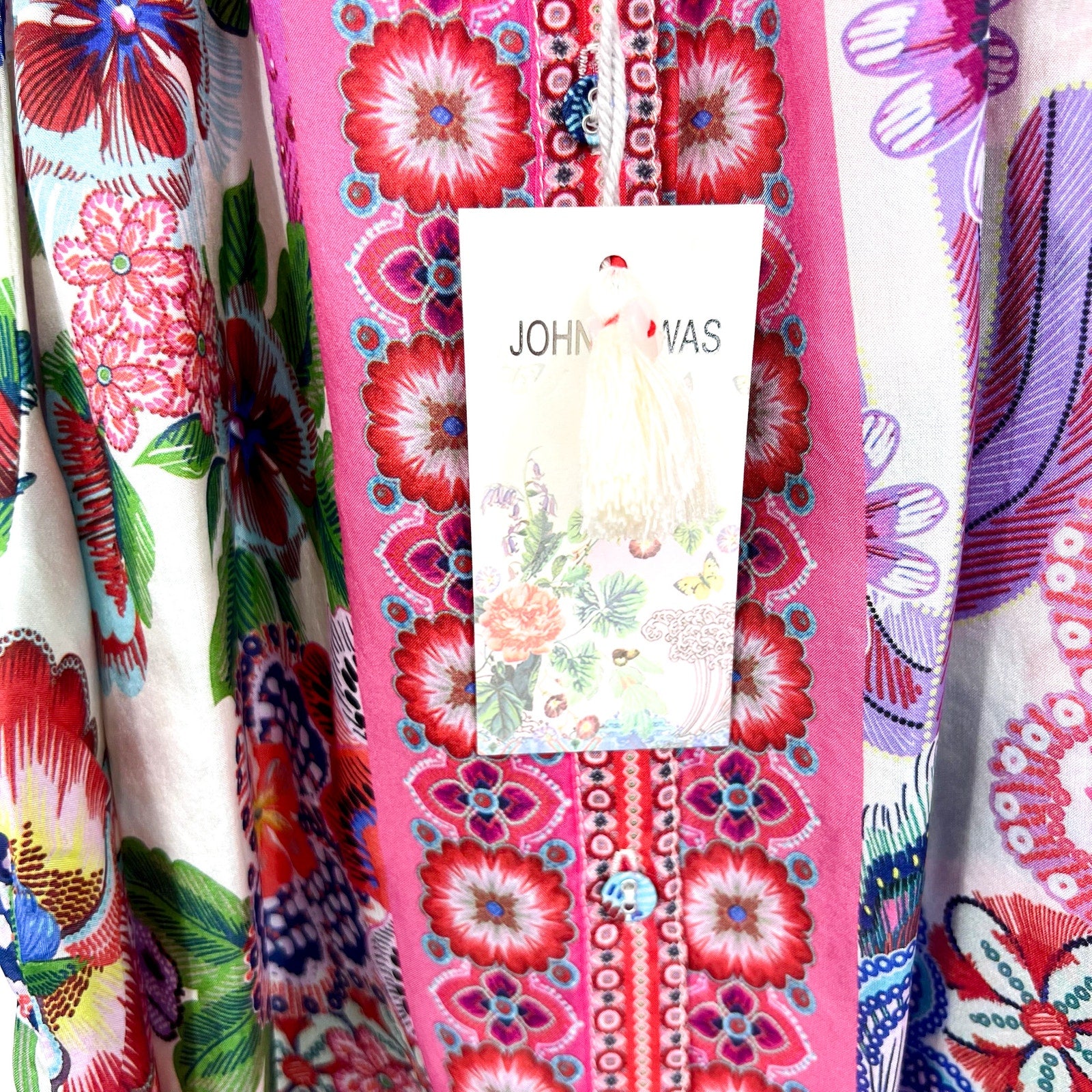 JOHNNY WAS Women's Avah Silk Blouse Medium Kallie Floral Button Down NWT