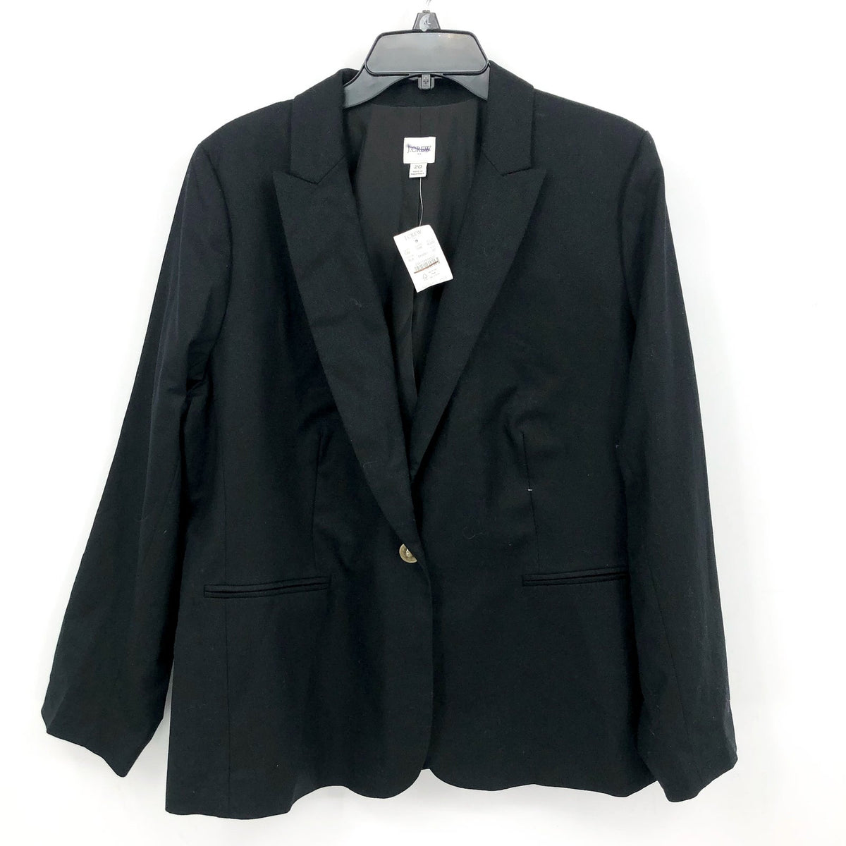 J.Crew Womens One-Button Holland Blazer Size 20 Black Linen-blend AL222 NWT