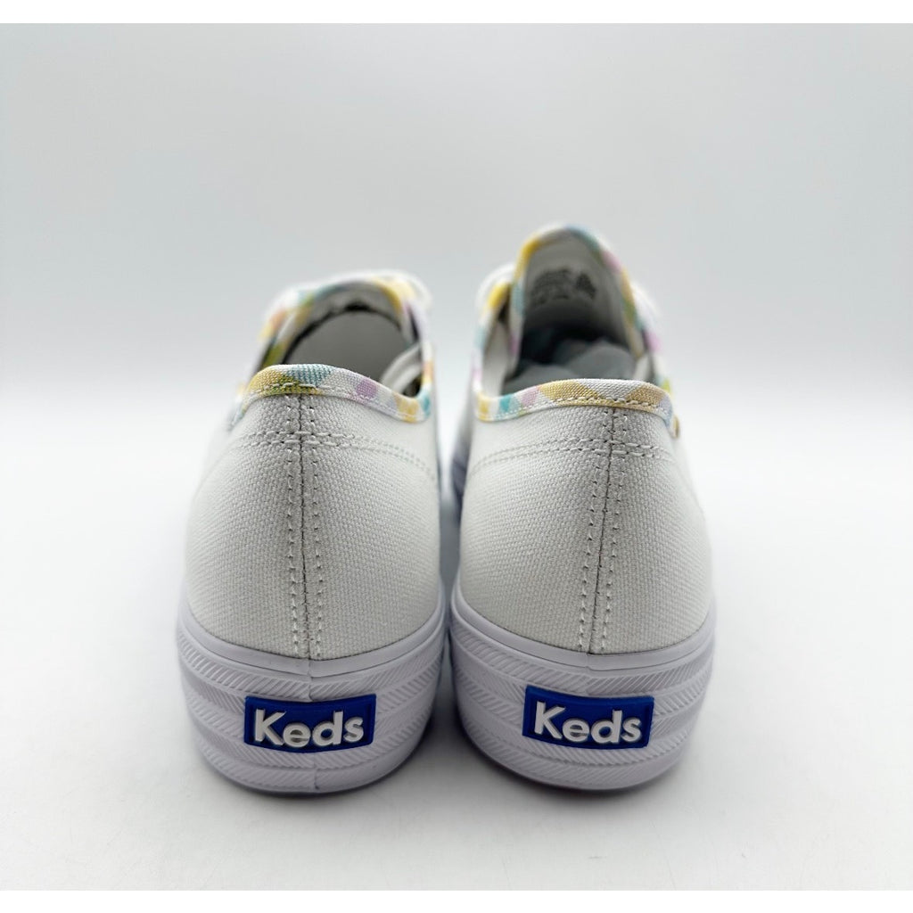 Keds Womens Triple Kick Canvas Sneaker Size 7 White Multicolor Metallic NIB