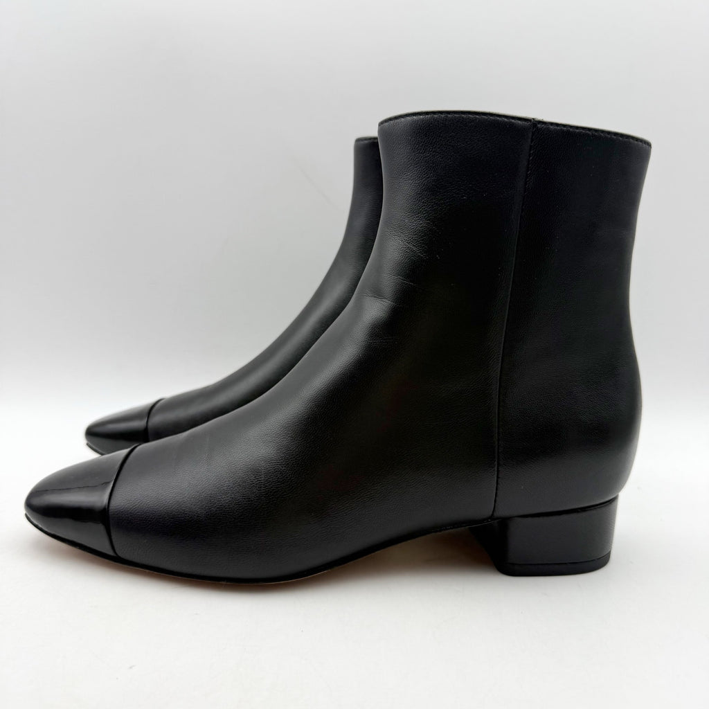 Veronica Beard Womens Cecile Ankle Booties Size 5 M Black Leather Cap Toe NIB
