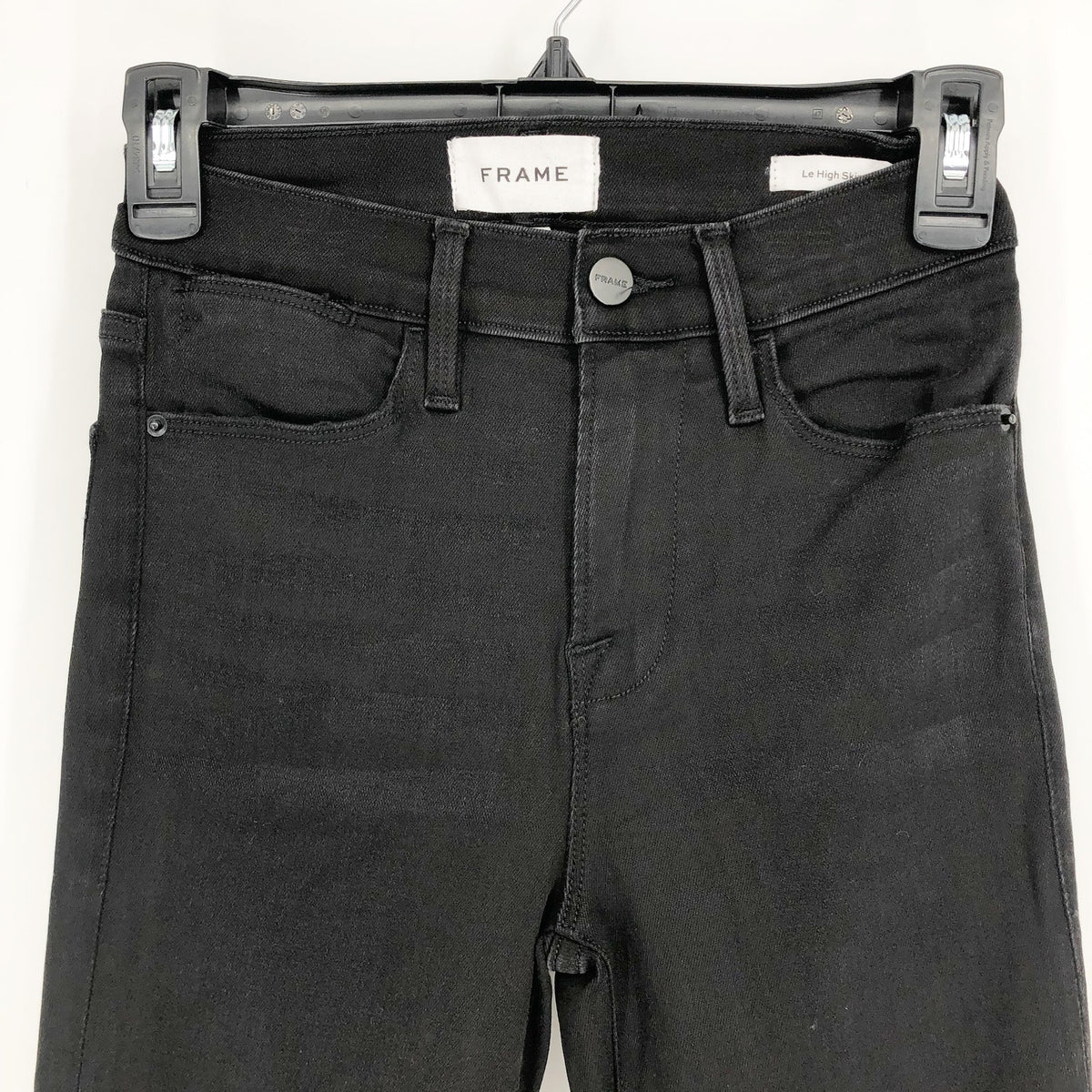FRAME Womens Le High Skinny Jeans Size 25 US 2 Brisbane Black Raw Hem NWT