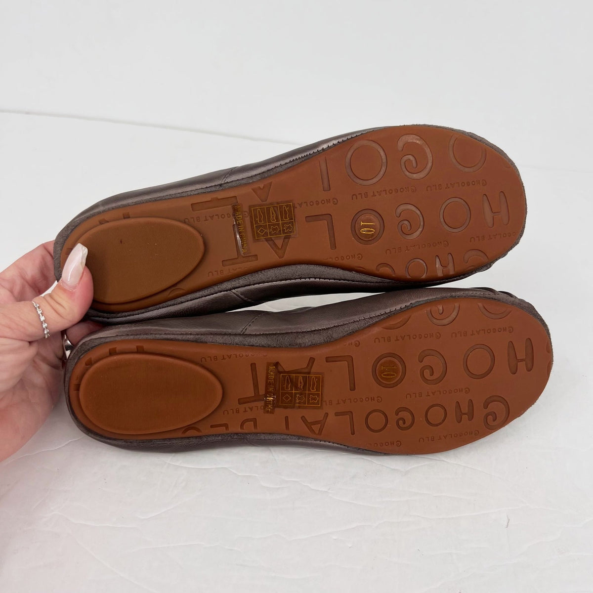 Chocolat Blu Womens Cam 2 Pleated Ballet Flats Size 10 Brown Grey Leather NIB