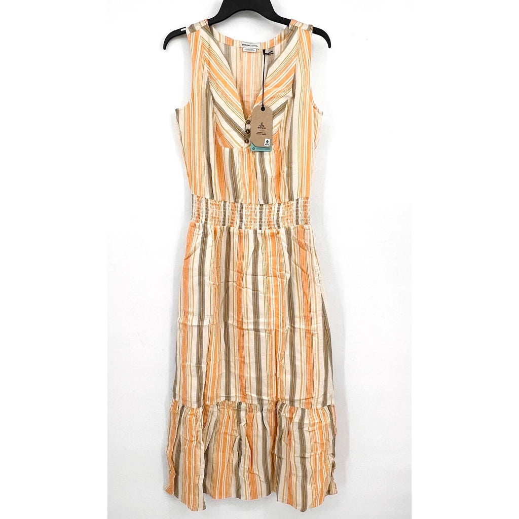 PRANA Women's California Dreaming Maxi Dress XS Golden Hour Stripe NWT