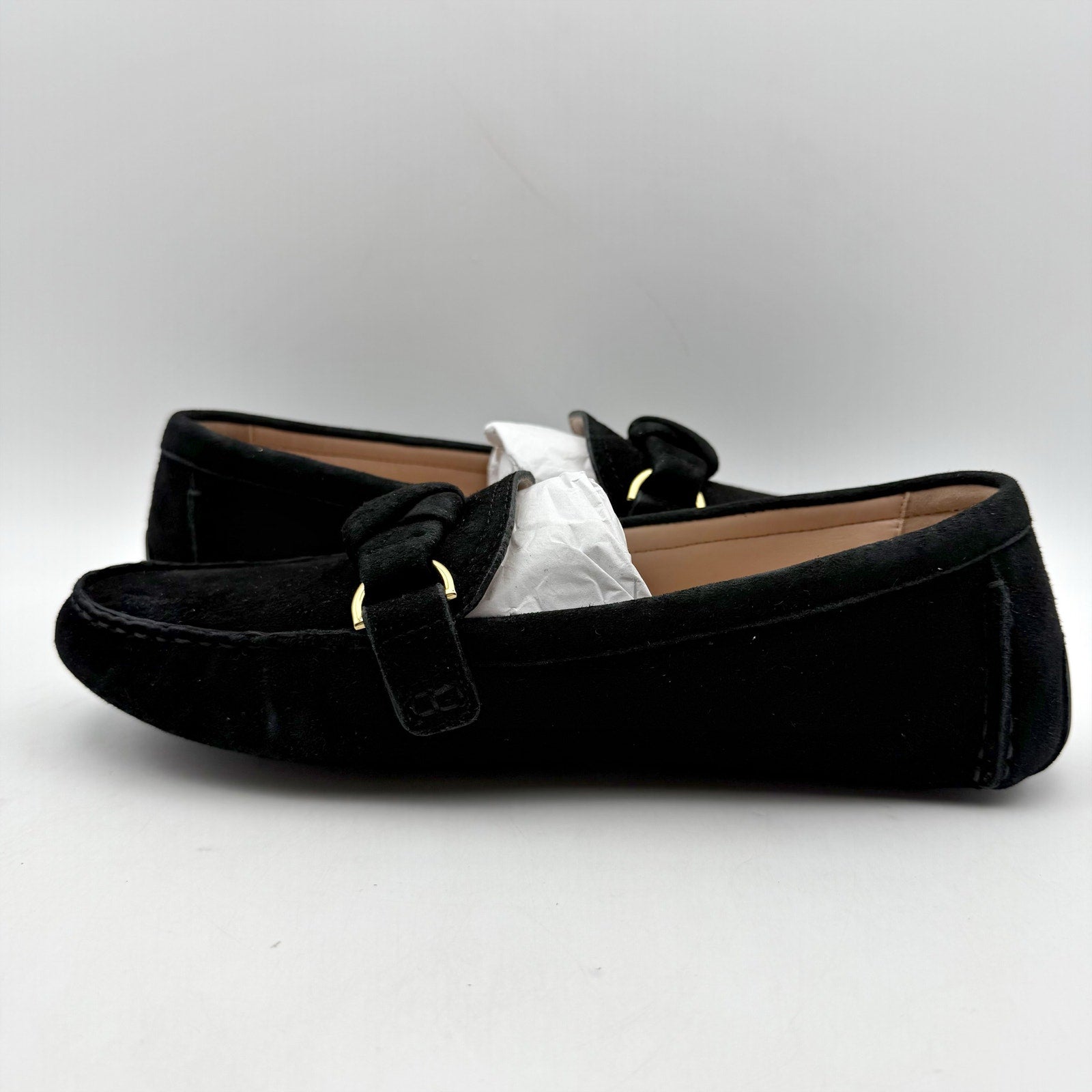 Cole Haan Womens Emmie Knot Driver Loafers US 8 B EU 38.5 Black Suede NIB