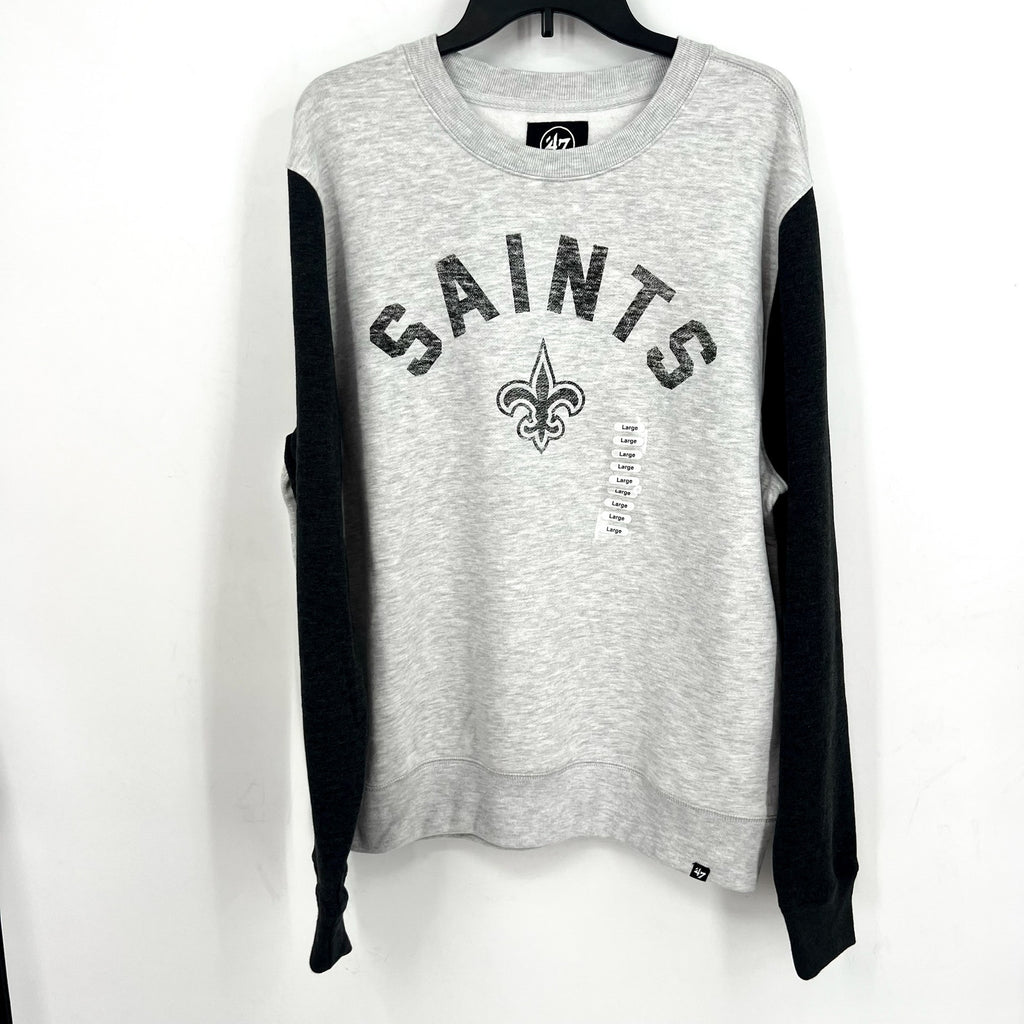 47 BRAND Mens New Orleans Saints Fells Boulevard Crew Sweater Large Grey NWOT