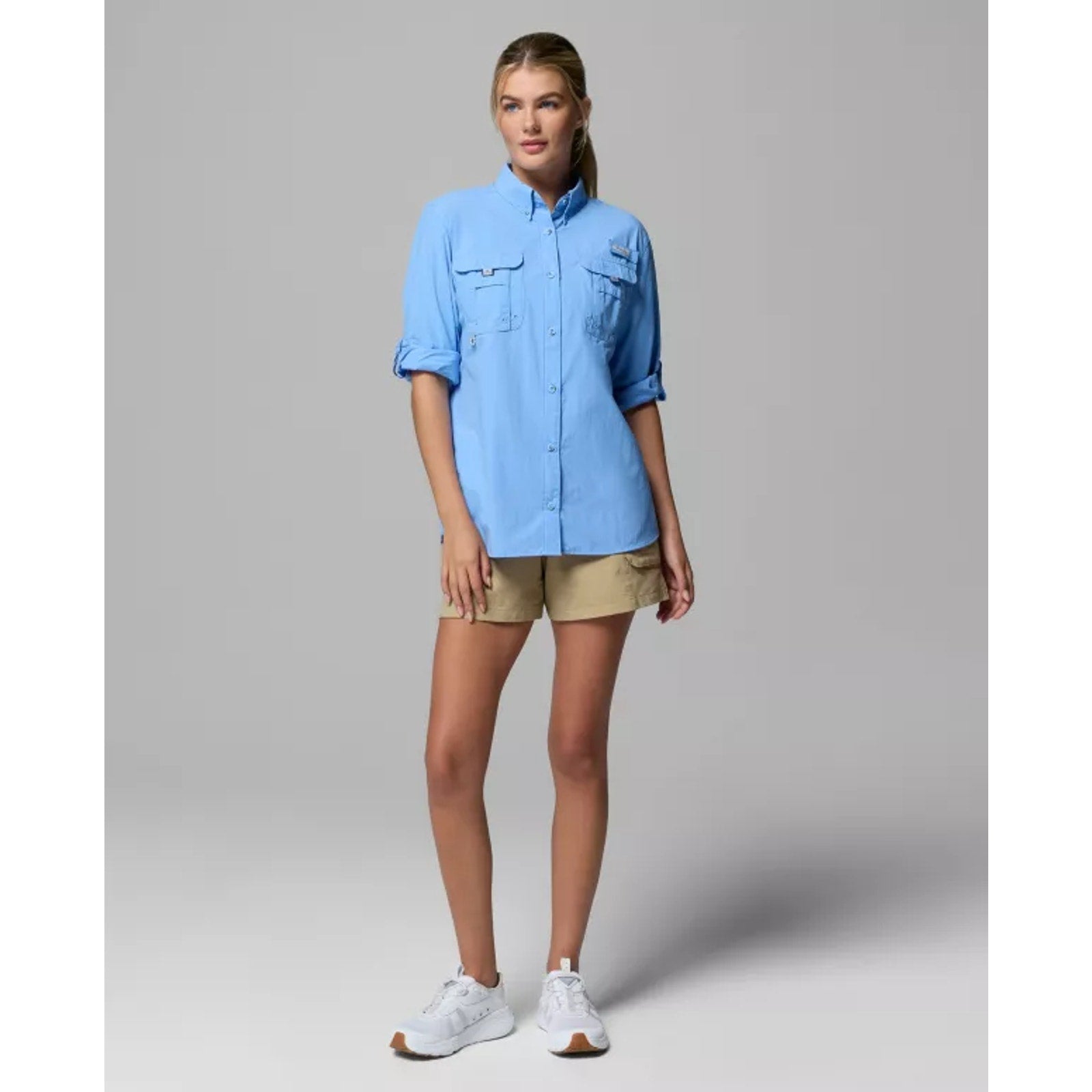 COLUMBIA Women's PFG Bahama II Shirt Large Blue Long Sleeve UPF 50 NWT