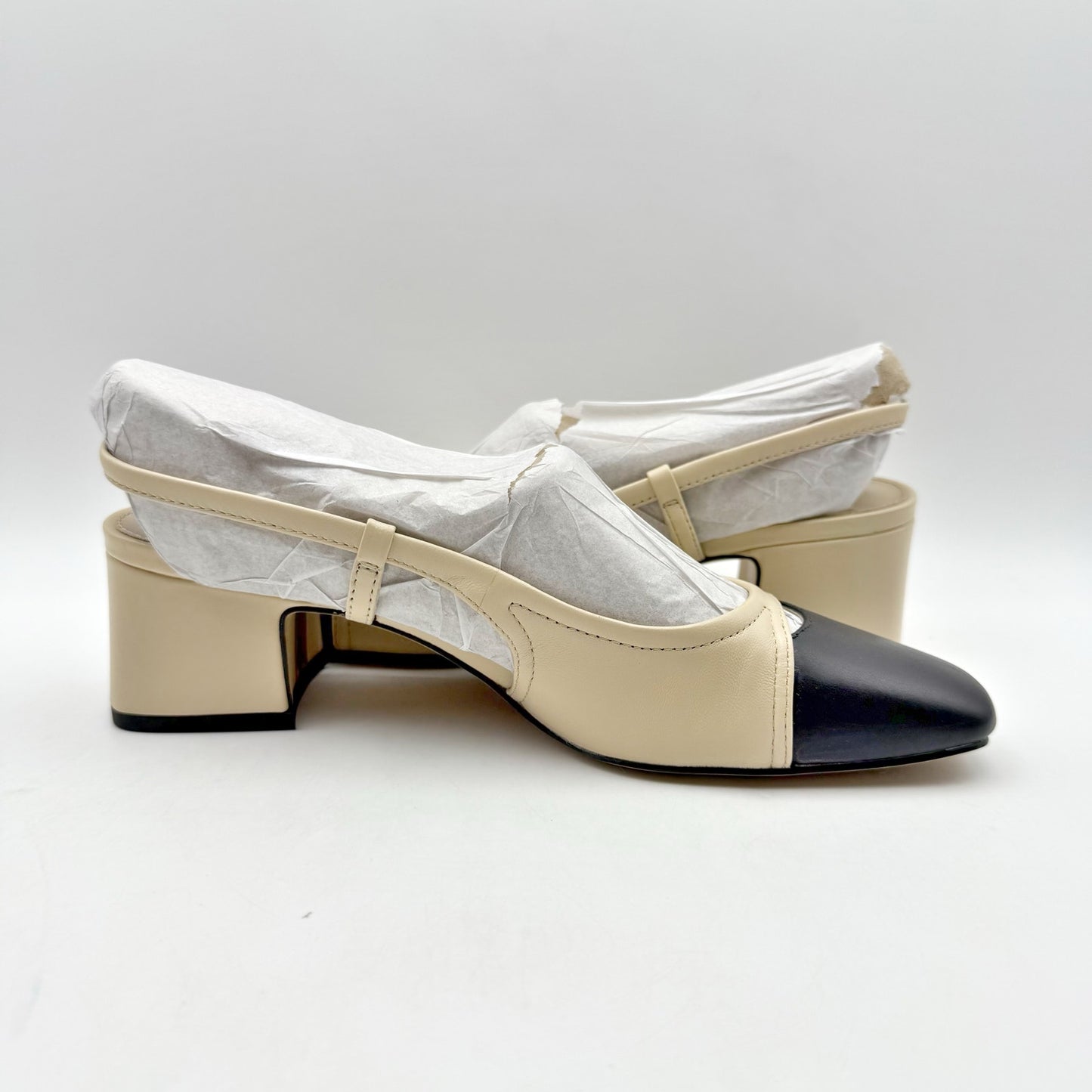 Sam Edelman Womens Tarra Slingback Pumps US 6 M Tan Black Leather NIB