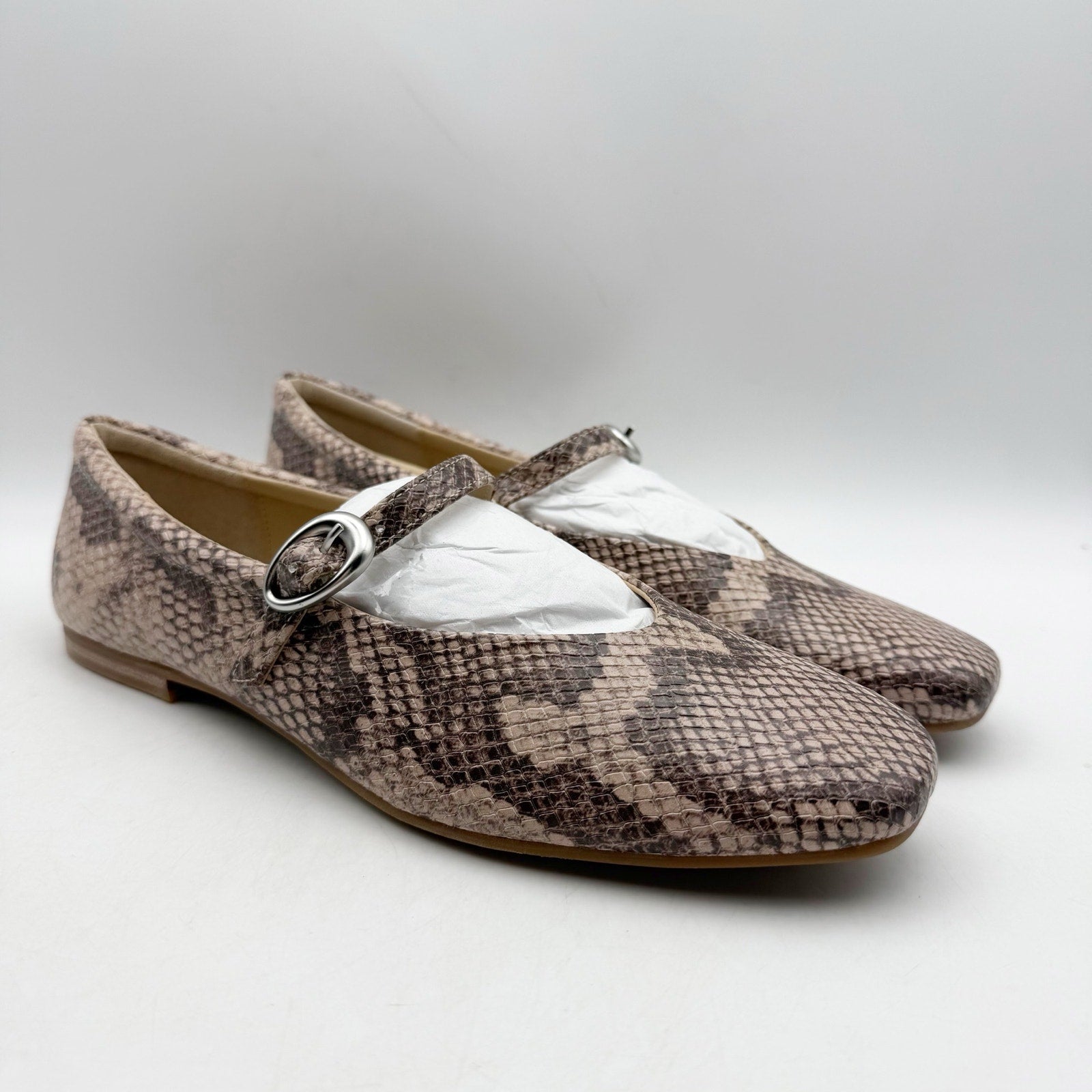 Dolce Vita Womens Anneke Mary Jane Flats US 7 M Sand Snake Embossed NWOB