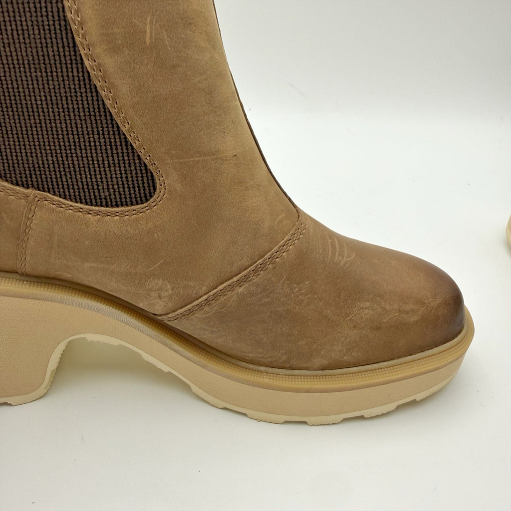 Sorel Womens Hi-Line Heel Chelsea Boots US 7.5 Taupe Tan Leather Waterproof NIB