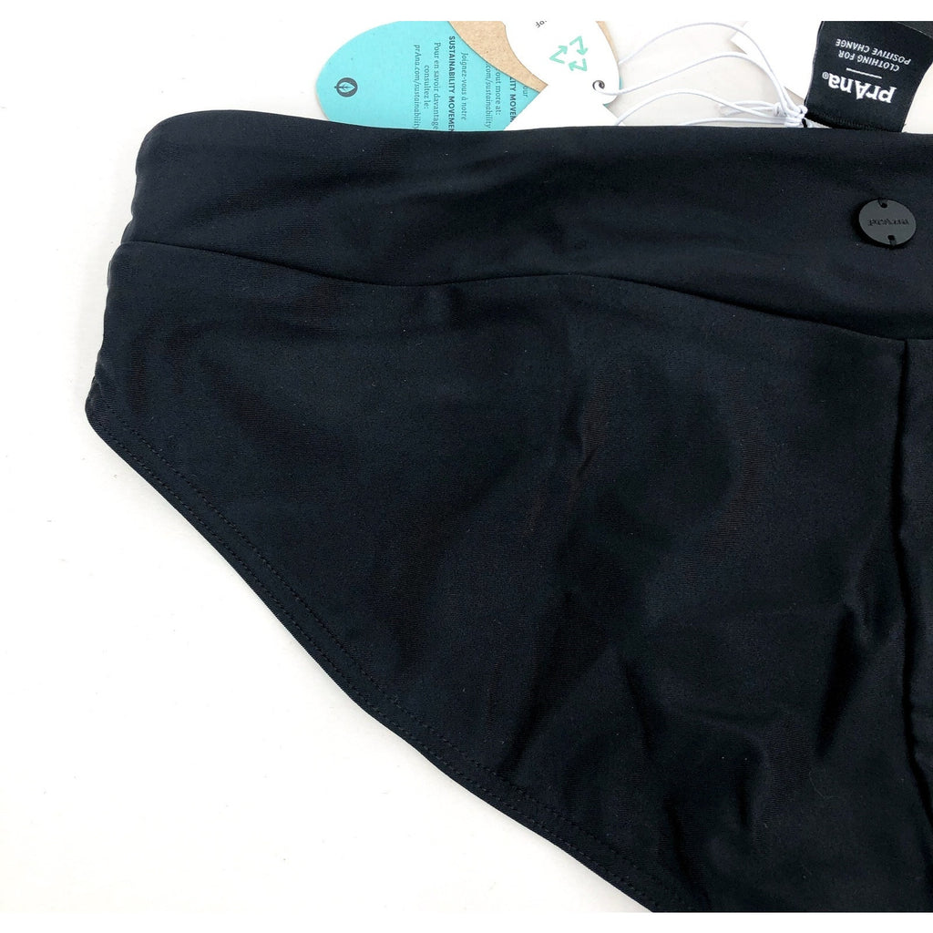PRANA Women's Presolana Bikini Bottoms Large Black Hipster Swim NWT