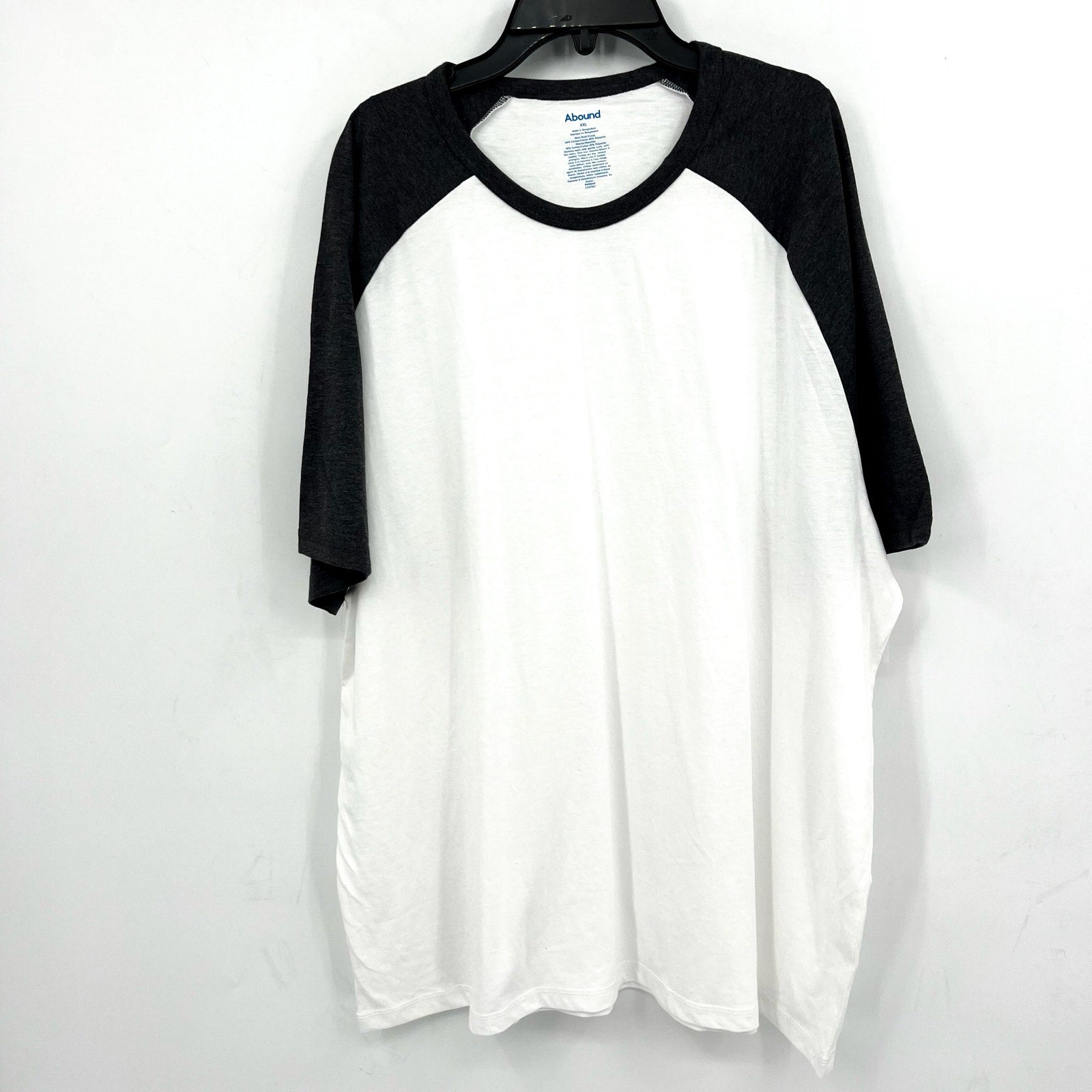 ABOUND Men's Raglan Baseball T-shirt XXL White Grey Crewneck Short Sleeve NWOT