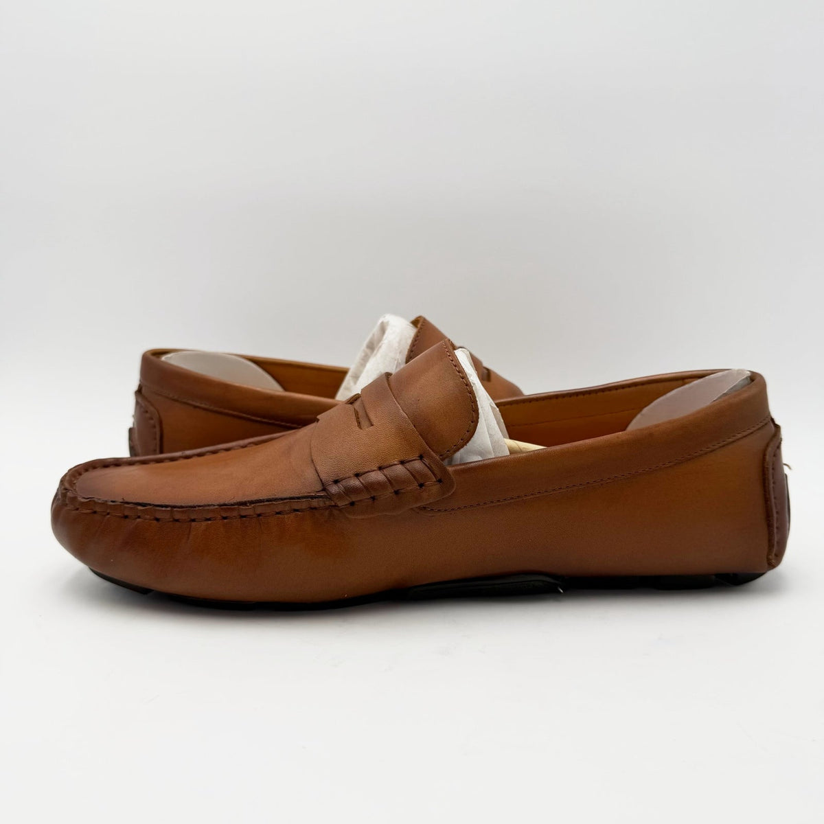 Vince Camuto Mens Vitzroy Driver Loafers Size 9.5 EU 42.5 Brown Tan Leather NIB