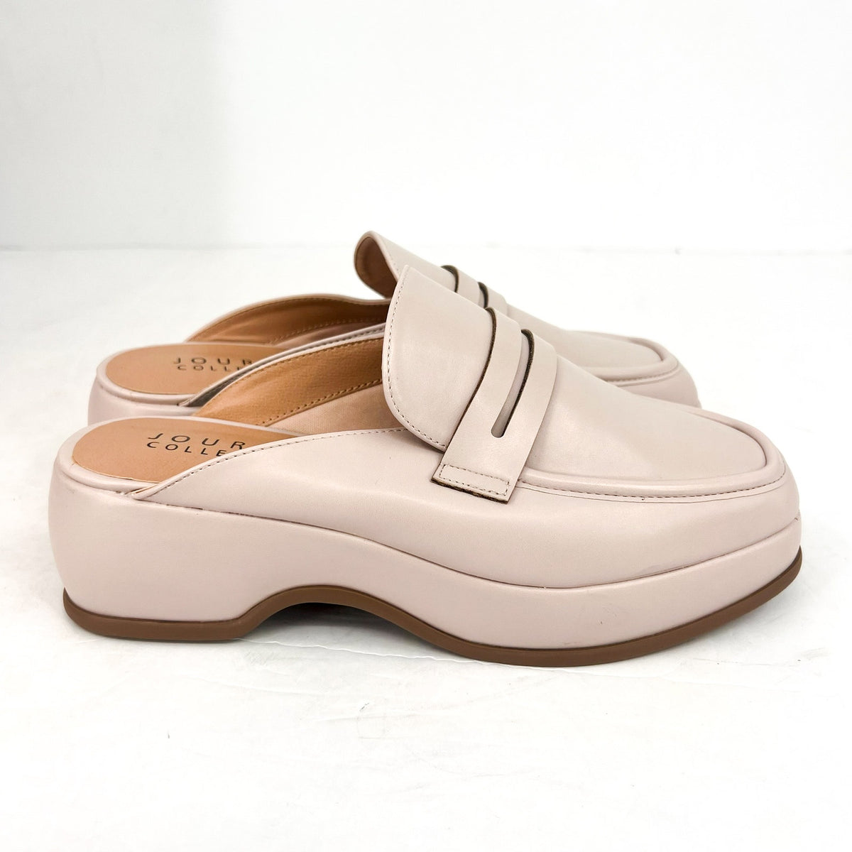 JOURNEE COLLECTION Women's Antonina Platform Loafer Mule Size 6.5 Cream Bone NIB