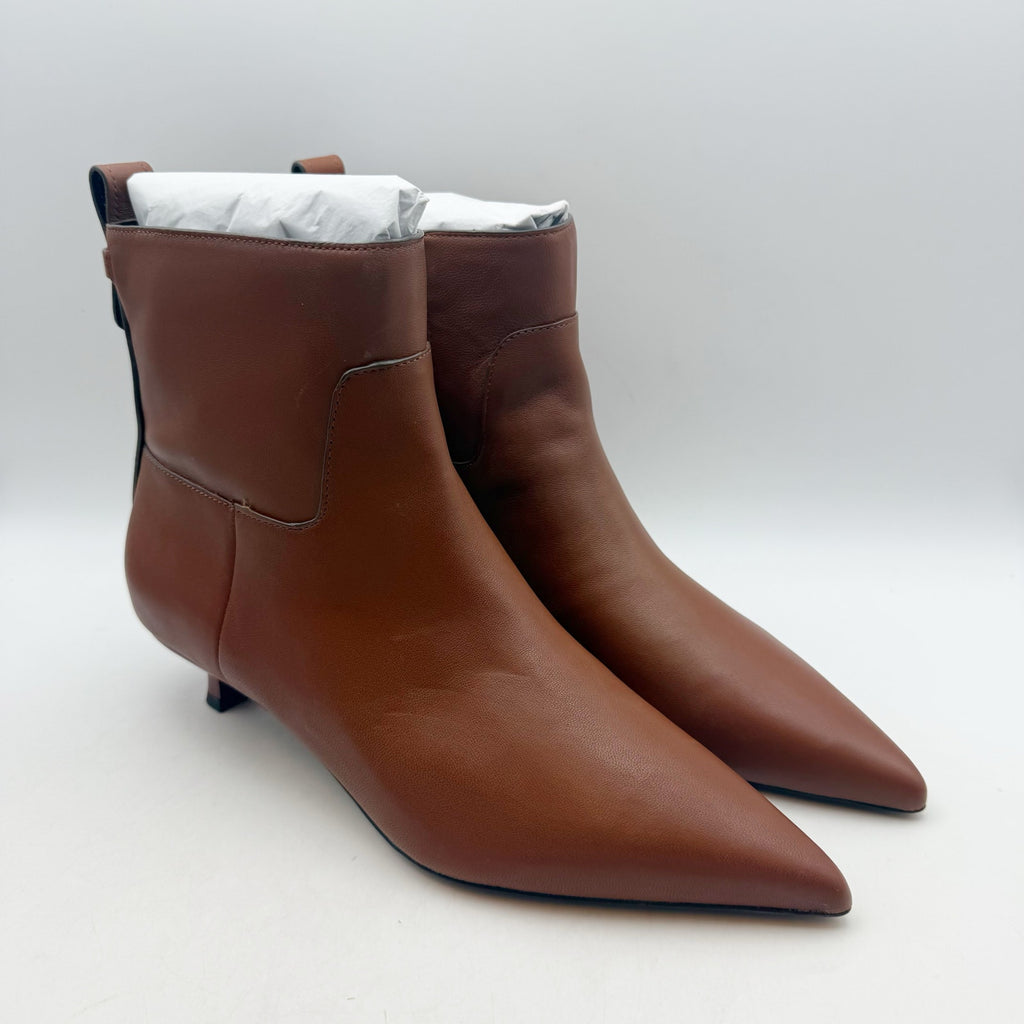 Franco Sarto Womens Mala Ankle Boots Size 9 EU 40 Brown Leather NIB